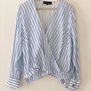 Eloquii Sz 14 striped faux wrap blouse *never worn*